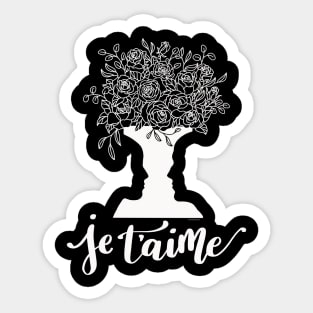 Je T'aime Faces Vase Lovers Talking Roses Bouquet Graphic Art Sticker